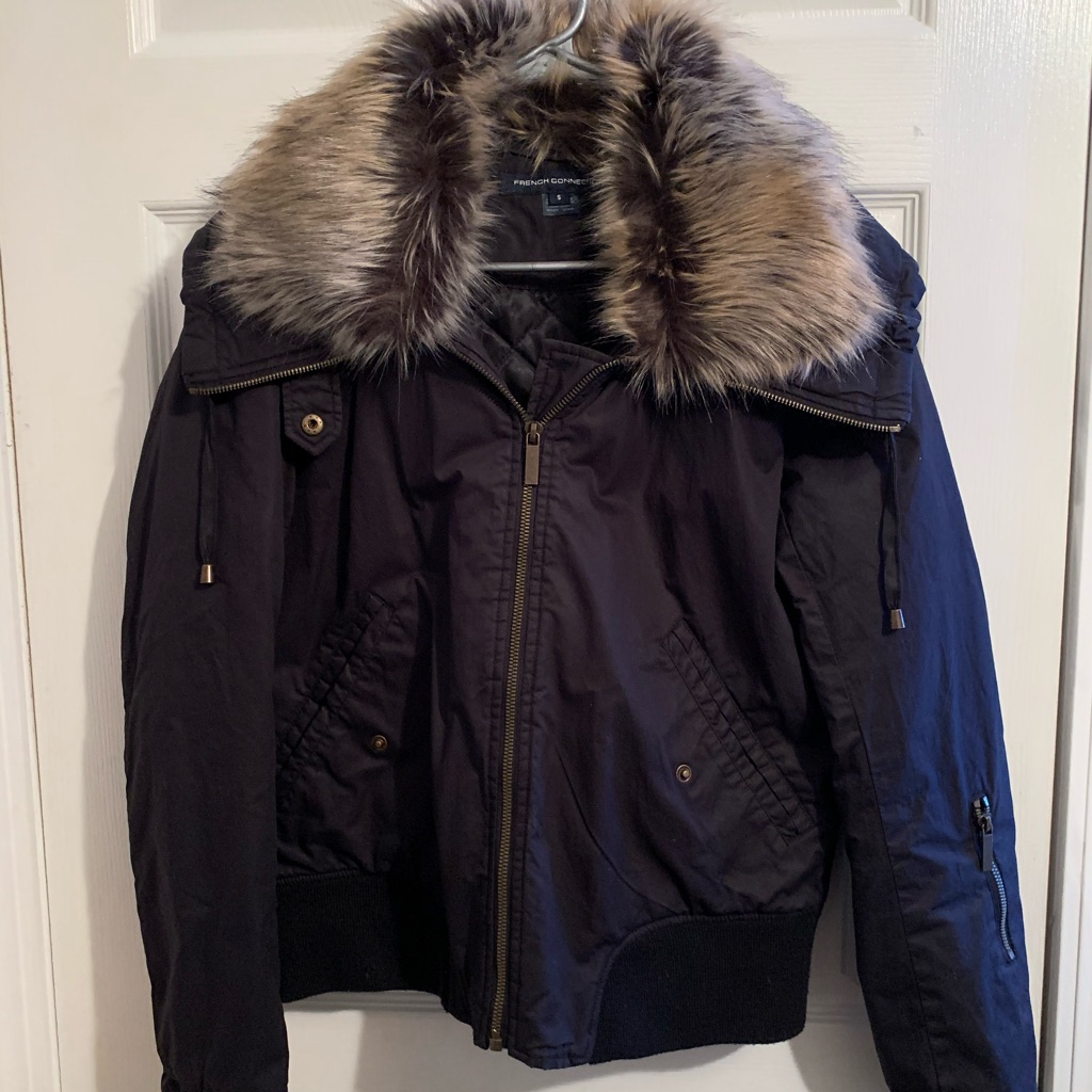 French Connection Faux Fur Bomber Jacket | Size: S
